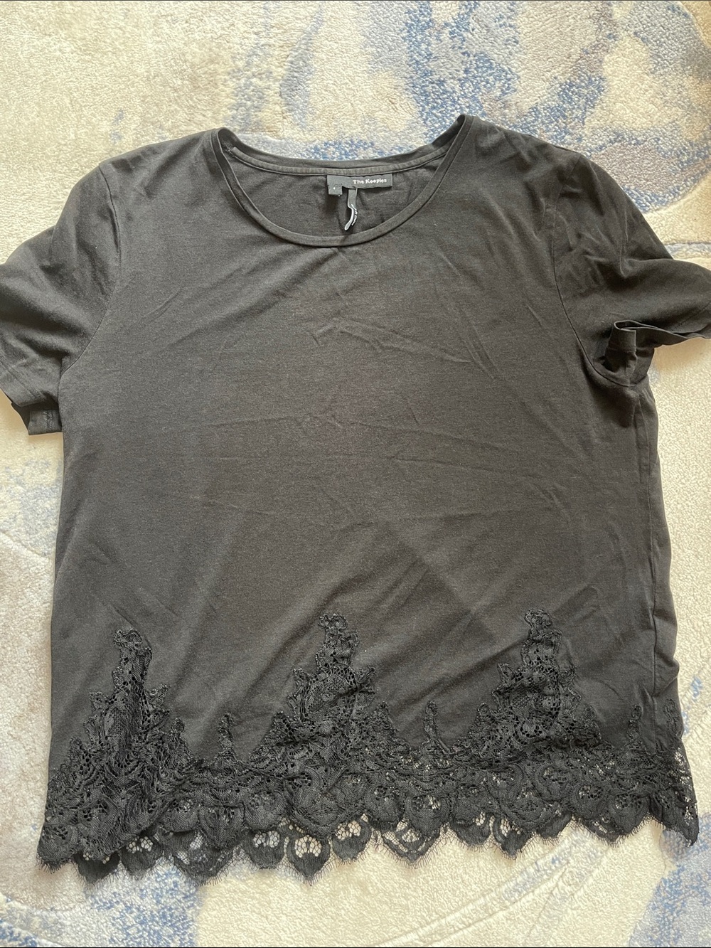 The Kooples Black Short Sleeve Tee with Lace Trim
S4 or l